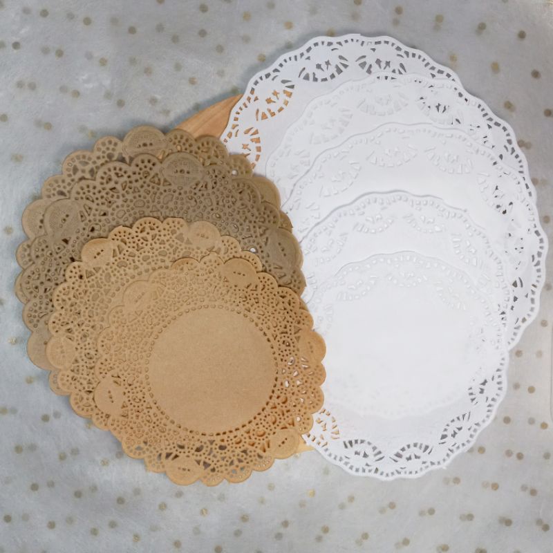 

12pcs Doilies Paper Vintage Brown & Vintage White 2 Size Scrapbook Journal // Dimino