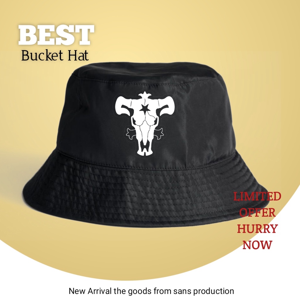Topi Bucket Hats Black Bull Black Clover Anime logo Premium - Pria&Wanita Dewasa - Topi Caps Special