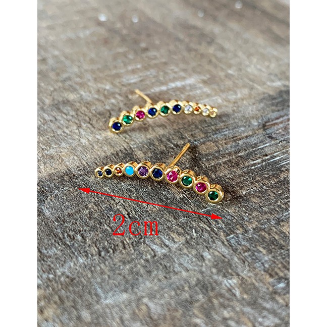 LRC Anting Tusuk Fashion Gold Copper Inlaid Zircon Pentagonal Earrings F70393