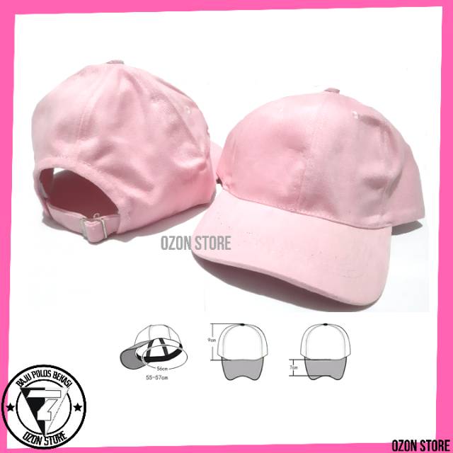 Topi Baseball Distro Caps Polos Pengait Besi Bahan Rapel Premium - Pink Baby