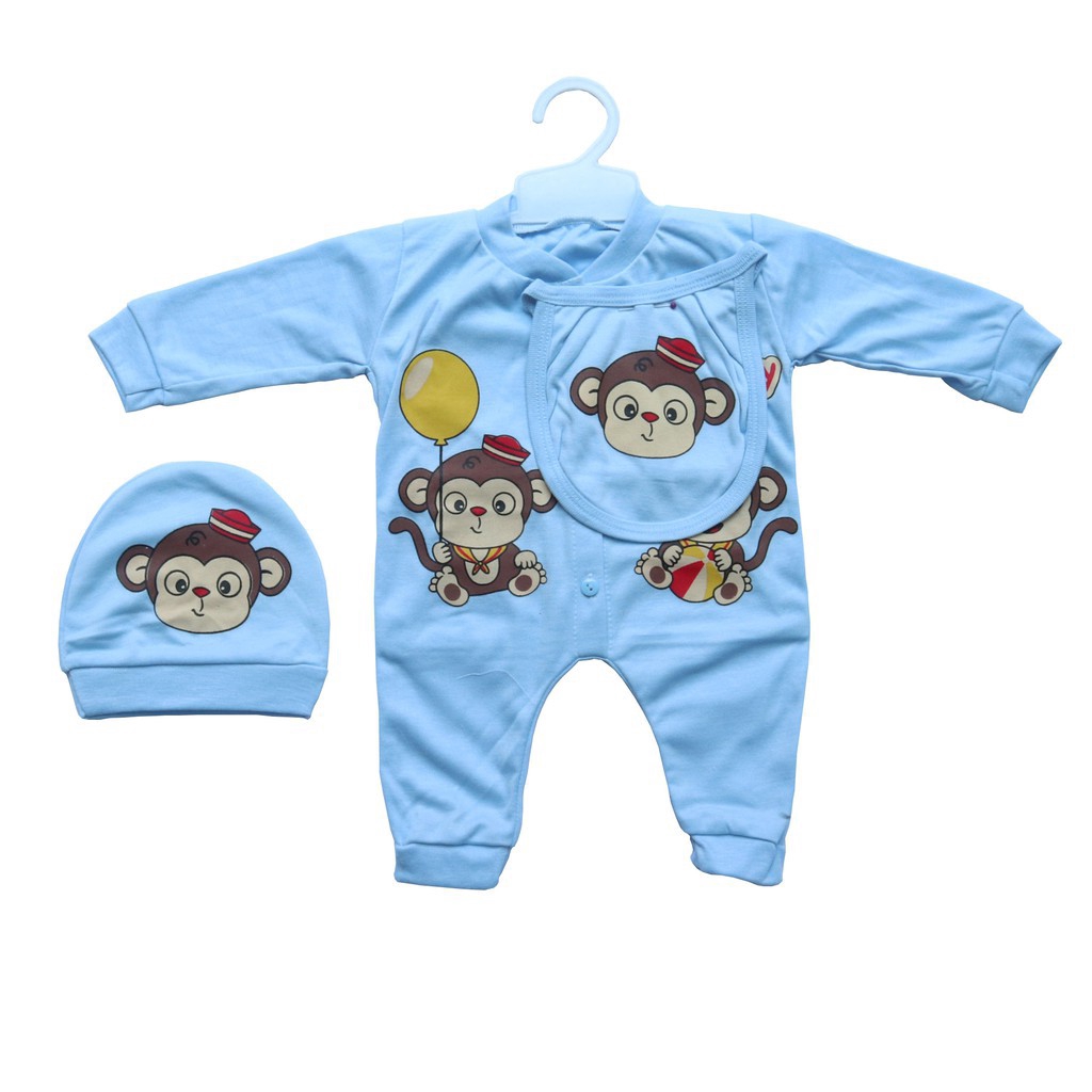 Set Hanger Baju Kodok, Panjang Jumper Tutup Kaki Sleepsuit Set Topi Slabber Motif Harga Grosir DK