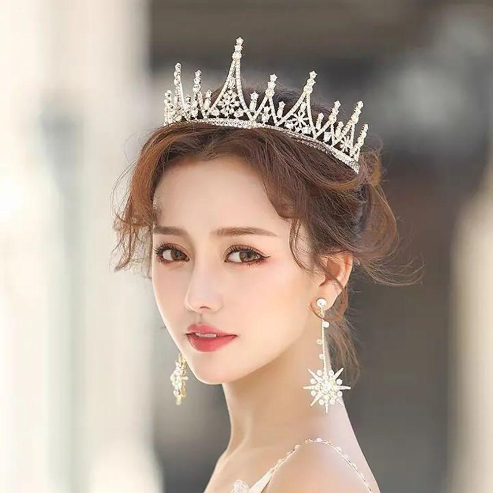 Rebuy Berlian Imitasi Rambut Hoop Fashion Retro Wanita Putri Paduan Tiara Cantik