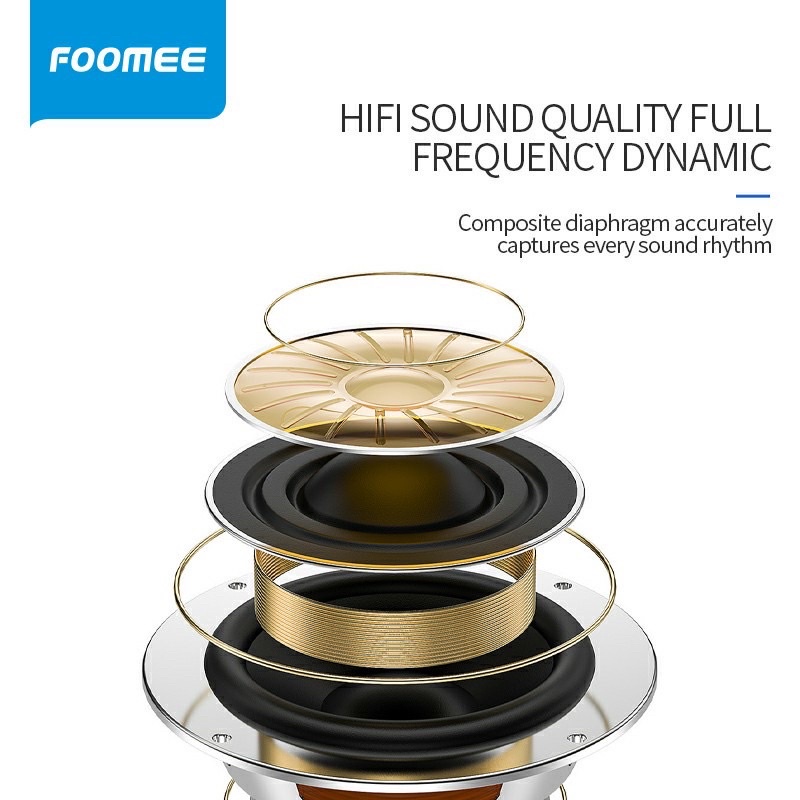 (FOOMEE A44) Headset Powerfull Bass Stereo Earphone Hifi Sound Quality