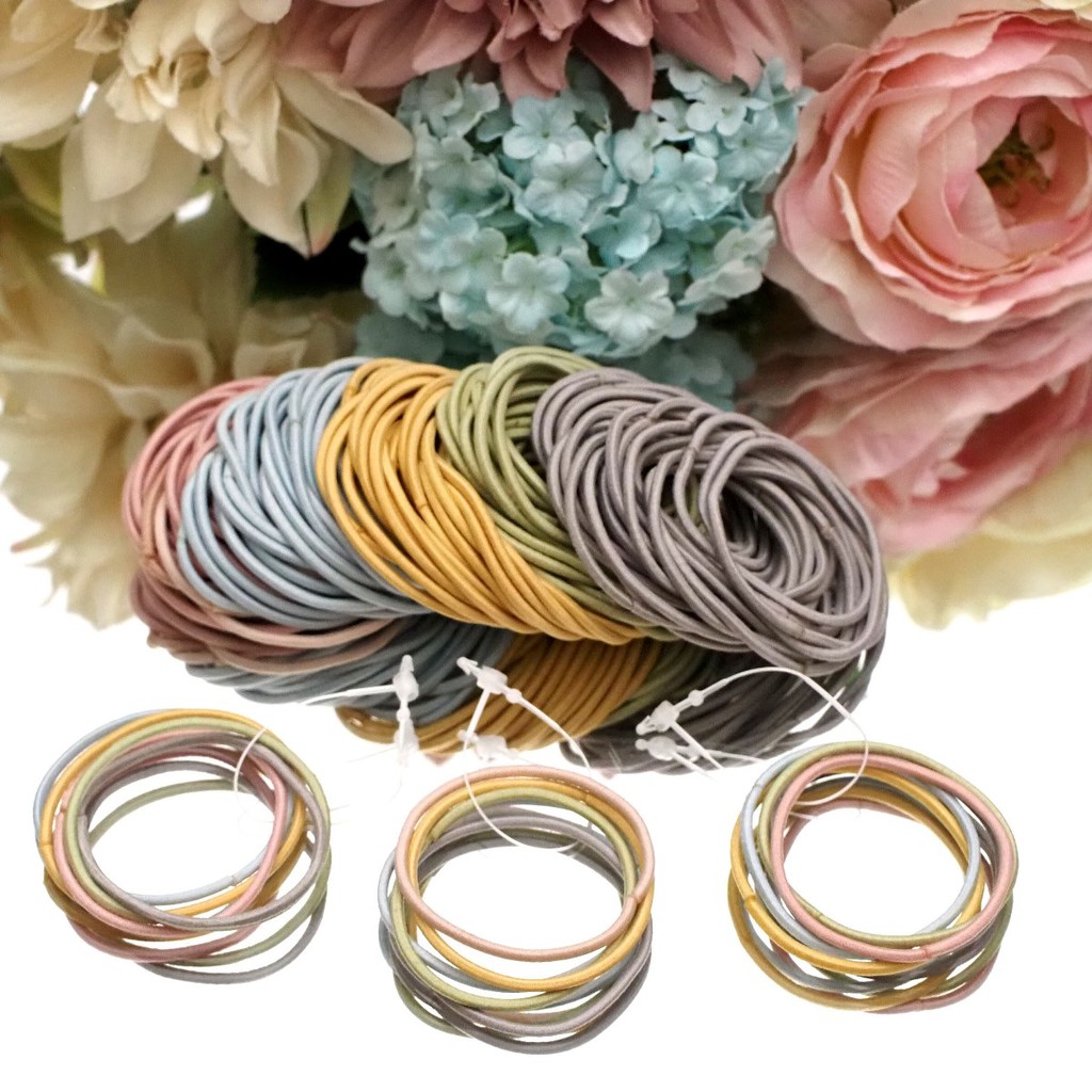 Ikat Rambut Karet SET ISI 5 Polos Korea Elastis Karet Gelang Warna Warni Kunciran Rambut Ponytail Korea Aksesoris Rambut-1. Seri Soft