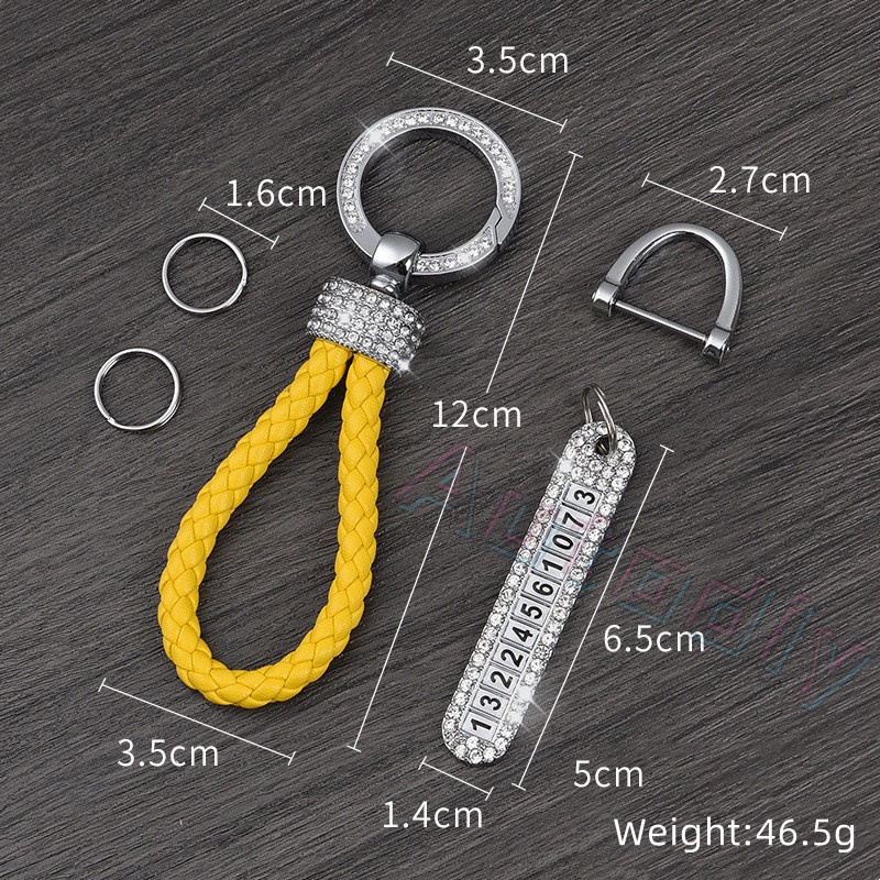 Kristal Mewah Kulit Gantungan Kunci Wanita Pria Emas Perak Gesper Mobil Key Ring Chain Holder Perhiasan Liontin Berlian