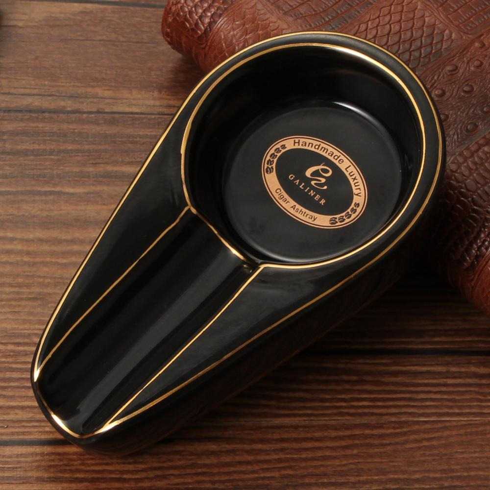 HANNICOOK Asbak Rokok Cerutu Keramik Tobacco Cigarette Ashtray P100-H-Hitam