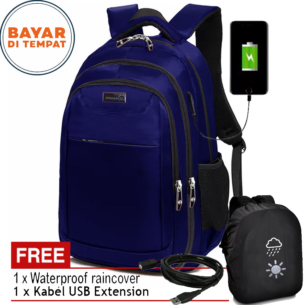COD -Tas Ransel Pria Tas IMPORT Tas Backpack Laptop POLO FOX Tas Laptop Tas Polo Original - Blue