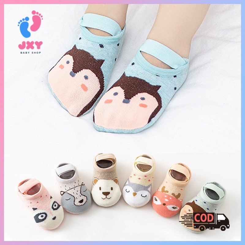 Kaos kaki anak bayi ankle dengan strap/Kaos kaki bayi/Sepatu kaus kaki anak bayi bahan katun anti slip/Kaos kaki anti slip  L116/117