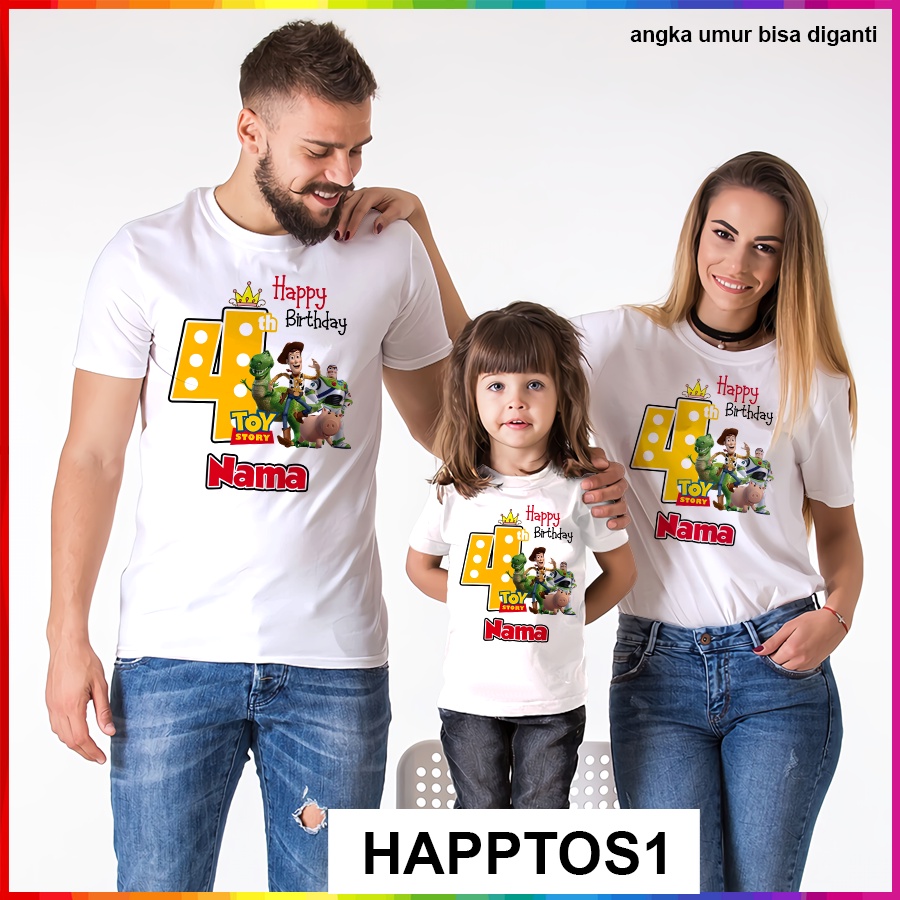 Baju Kaos ANAK DAN DEWASA TOY STORY COUPLE (FREE NAMA)