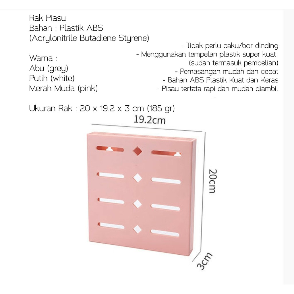 KA 09 Tempat Gantung Pisau Bahan Plastik Minimalist Tempel Dinding