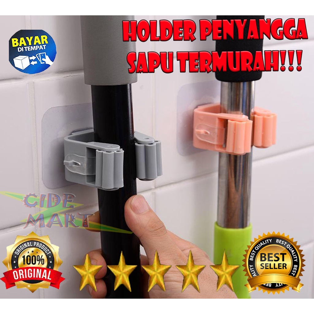 Penjepit Gantungan Sapu Pel Di Dinding / Mop Holder / Moop Broom Holder