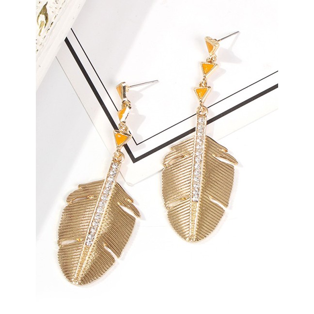 LRC Anting Tusuk Fashion Gold Openwork: Studded: Leaf Alloy Stud Earrings D22344