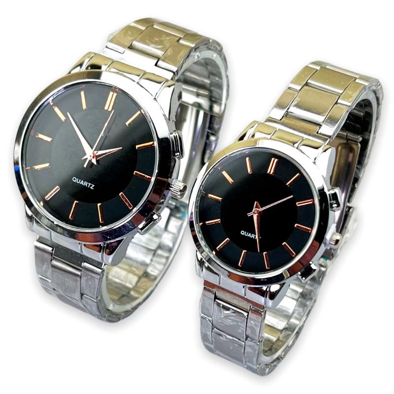 (Terima Cod)Jam Tangan Couple Alba Full Hitam Strap Rantai/Stell(Dikirim Jakarta)