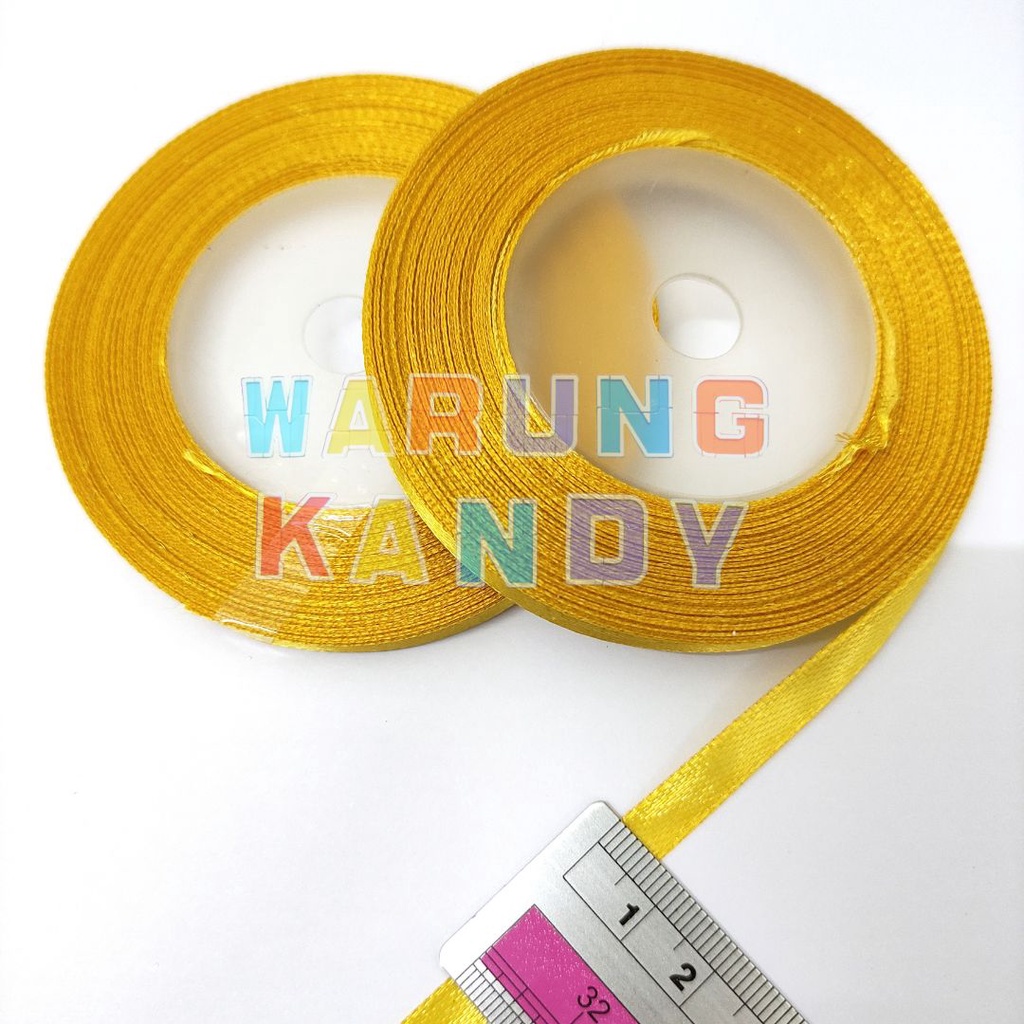 Pita Saten 1/4&quot; 25Yar Kuning Mas PAK