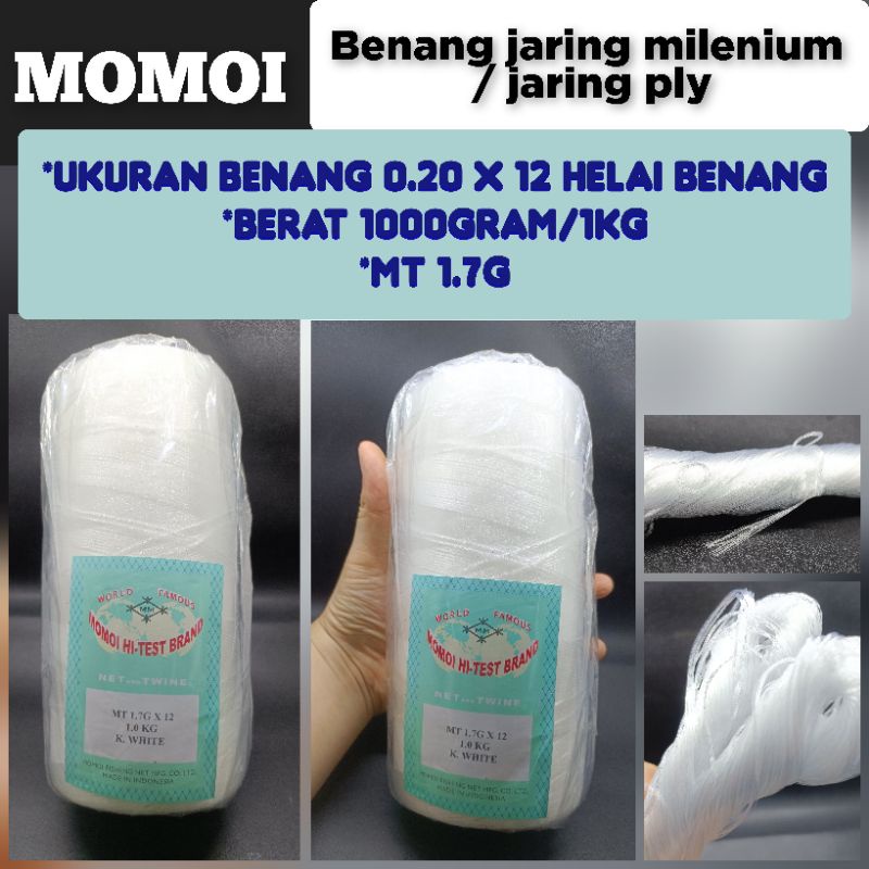 BENANG PLY 12 MOMOI BENANG MILENIUM BENANG JARING PLY BENANG JARING MILENIUM BENANG PLY 12 , 14, 15 