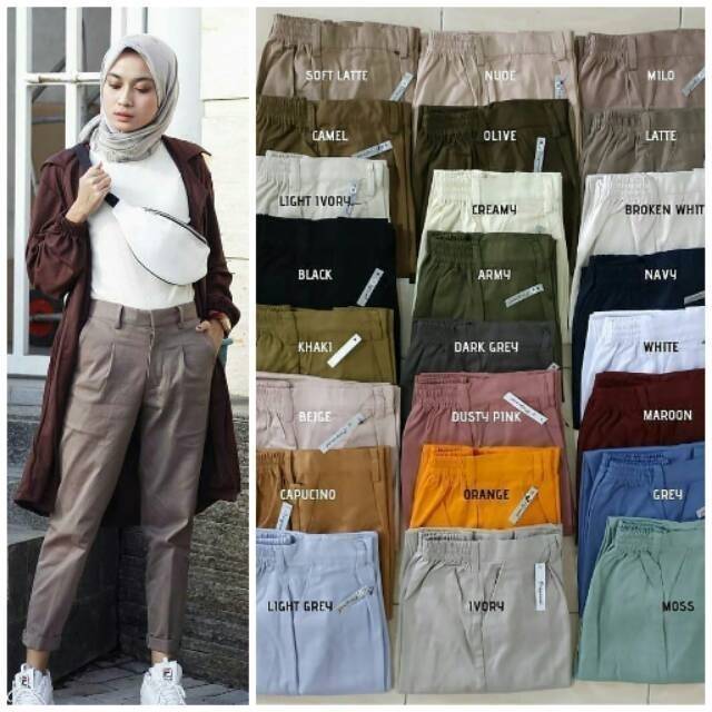 READY BAGGY  PANTS  Latte Beige Nude Maroon Ivory  Dusty 