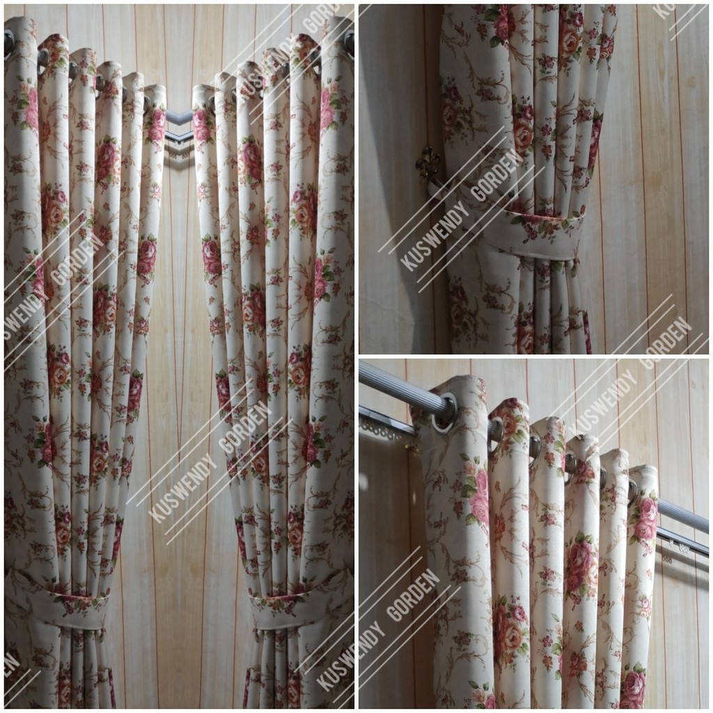 Gorden Blackout Shabby 100 x 300 cm Tinggi 3 meter Hordeng Jendela Pintu Tirai Bunga Minimalis