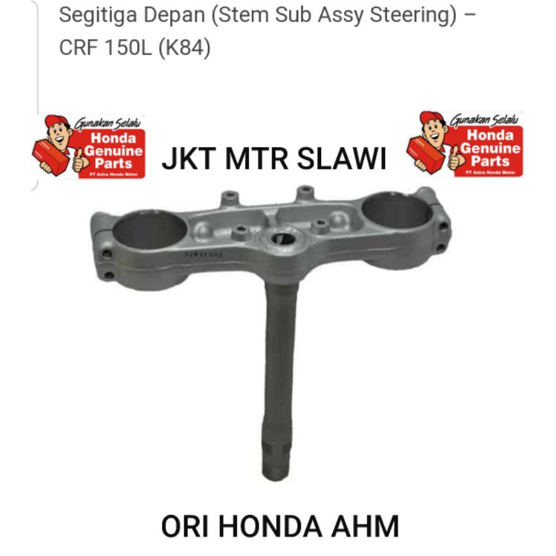 segitiga stang depan stem sub assy steering crf 150l asli honda