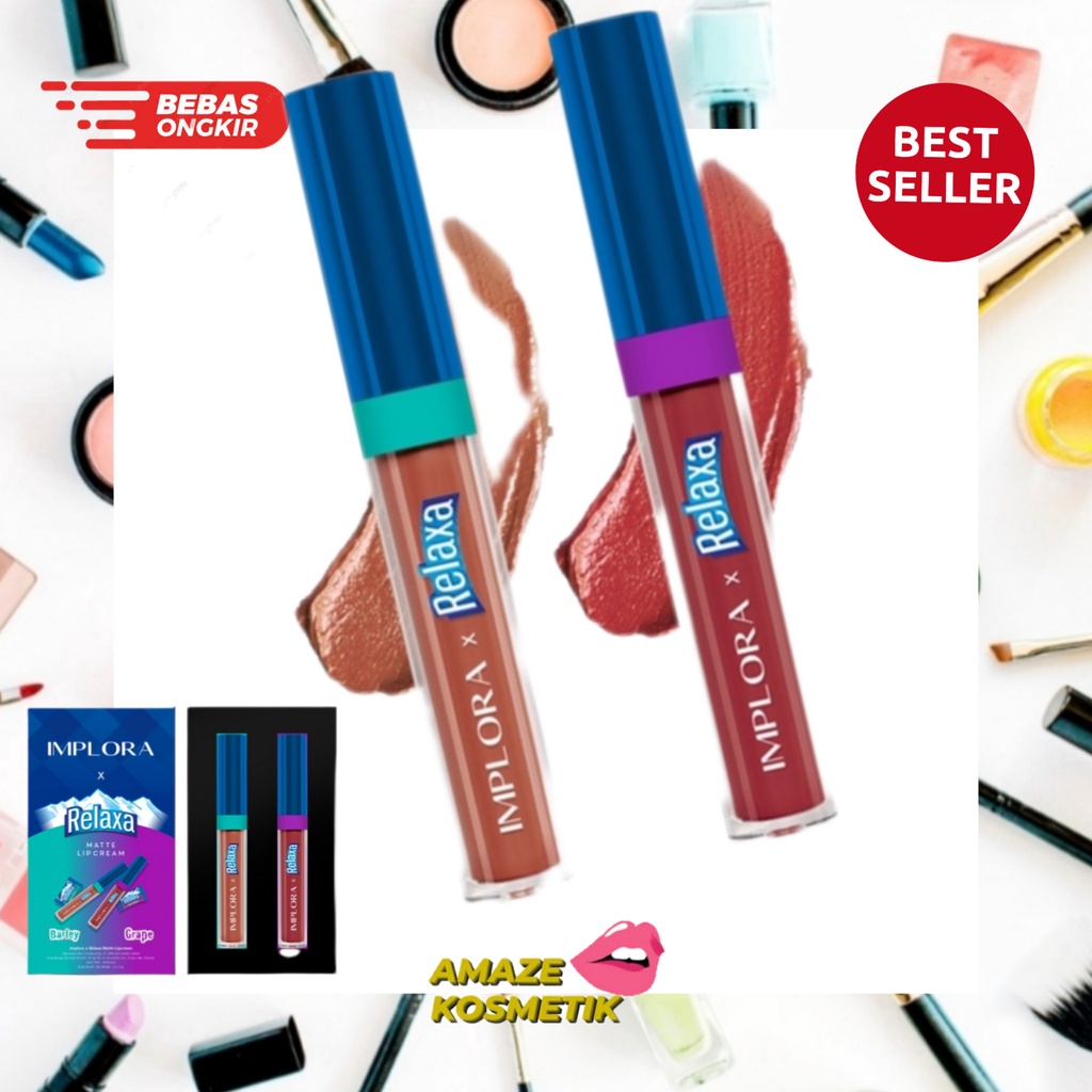 IMPLORA x Relaxa Matte Lipcream BARLEY + GRAPE (Per Pack LIMITED EDITION) BPOM BARU !!