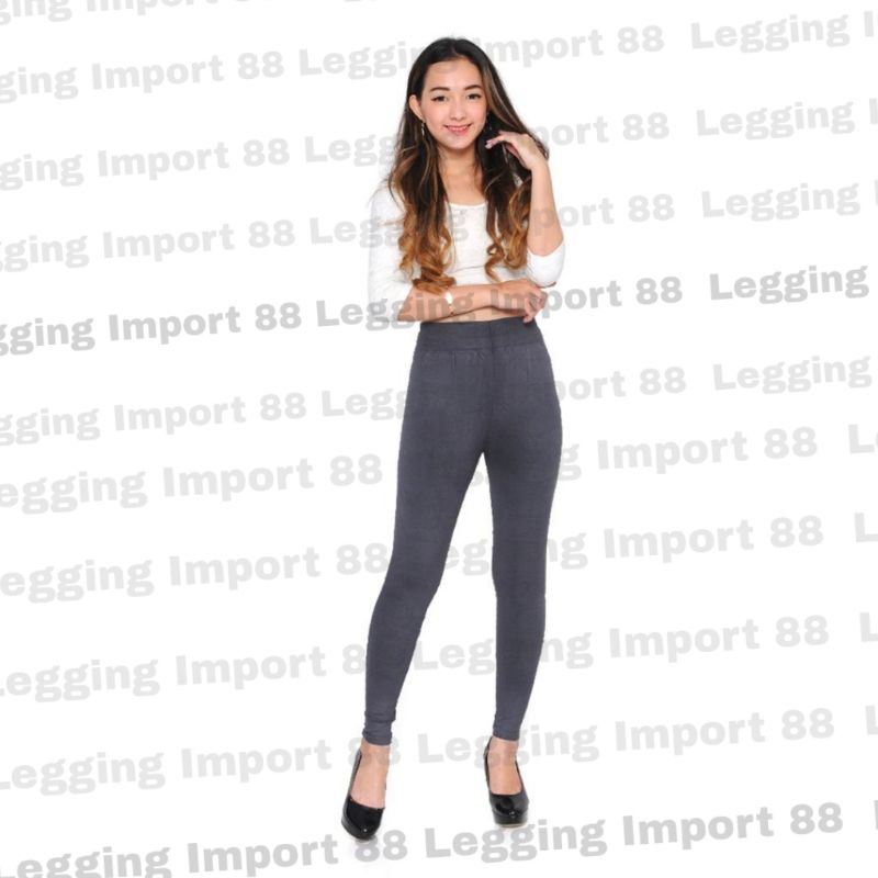 Celana Legging HW Import / Polos Panjang Highwaist / Fashion Wanita (901)-Abu