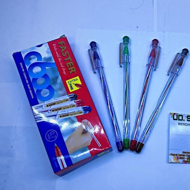 

Pulpen Faster C600 per box isi 12 pcs - Warna Hitam, merah , biru