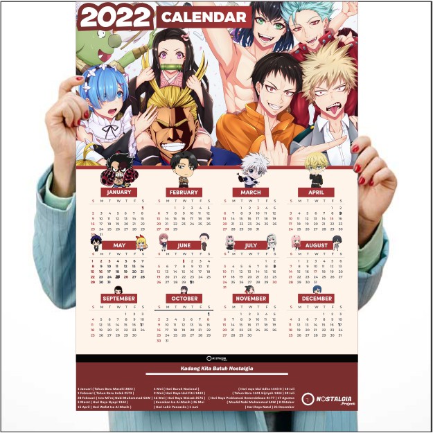 Poster Anime Terlengkap A3 - Kalender Anime 2022 Kimetsu no Yaiba Demon Slayer Tokyo Revengers Genshin Impact Haikyuu Jujutsu Kaisen-Anime Crossover