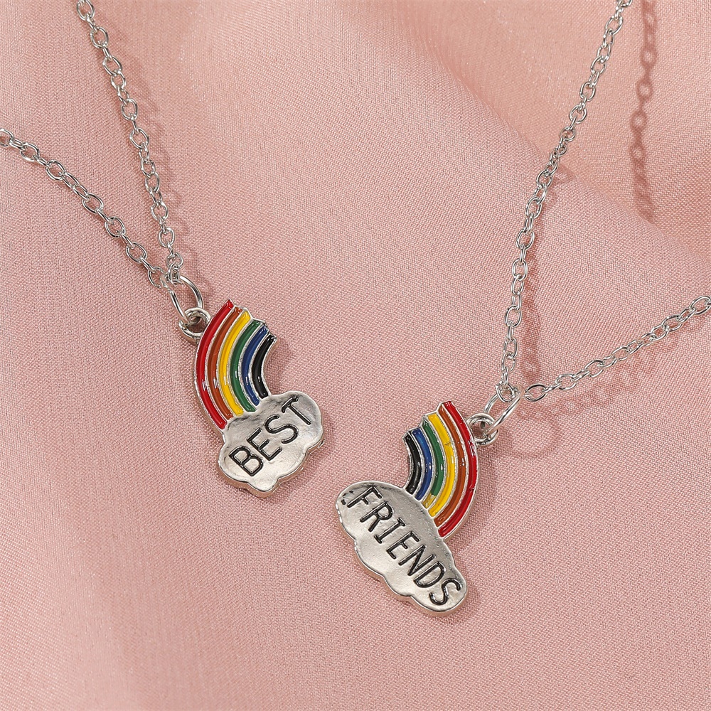 New Fashion Sweet Rainbow Decoration Pendant Stitching Girlfriend Necklace 210902