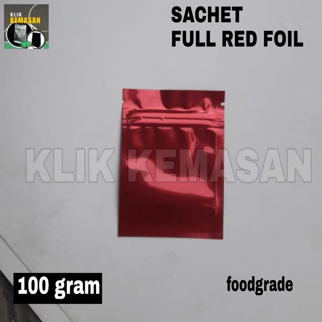 SACHET RED FOIL 100 GRAM WITH ZIPPER GLOSSY