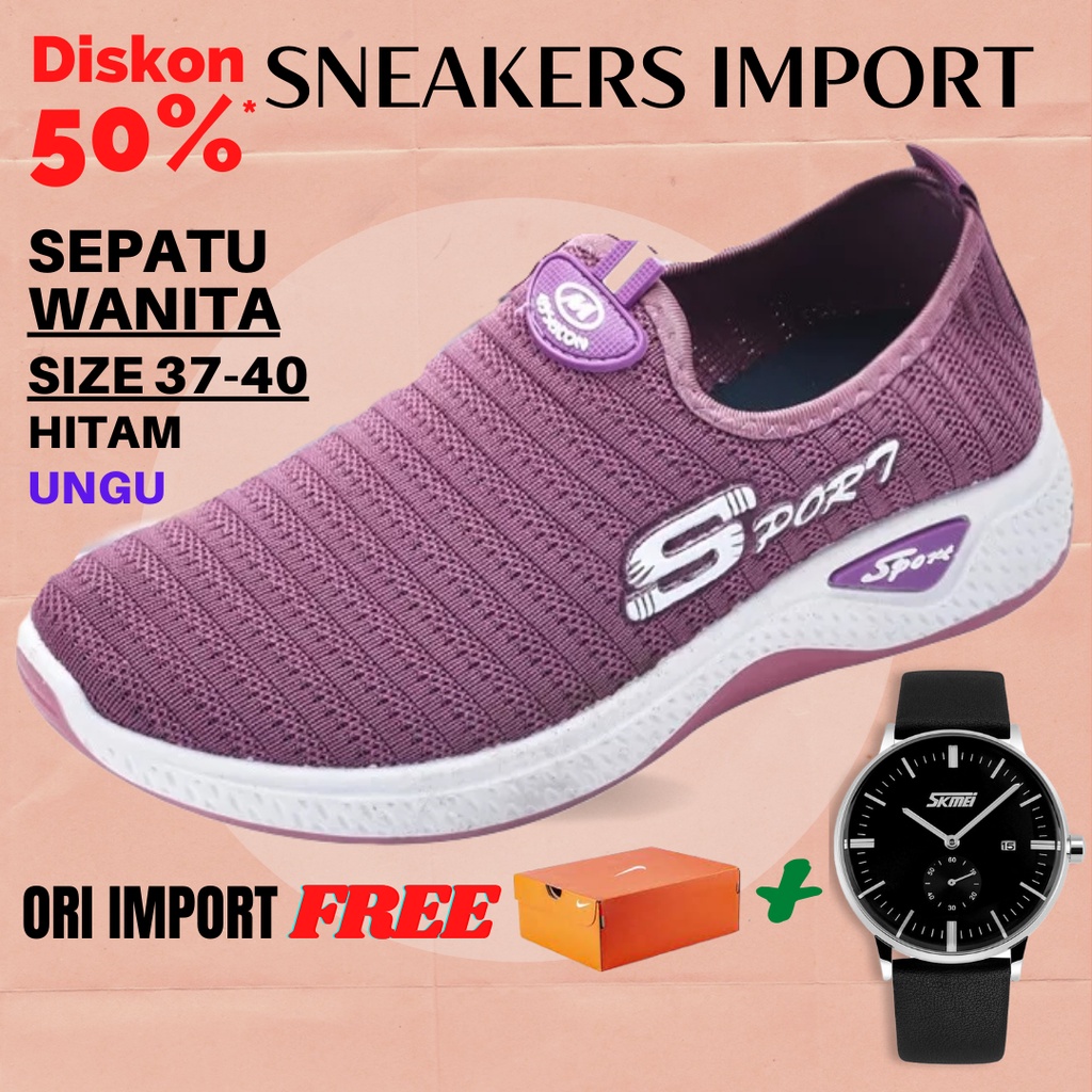 Sepatu Wanita Sneakers Import Korea High Quality Premium - Sepatu Sneakers Wanita Tanpa Tali Import Comfort Murah - Sepatu Casual Wanita Slip On Bahan Canvas - Sepatu Running Wanita Original 100% -  Sepatu Casual Wanita Murah - OP2