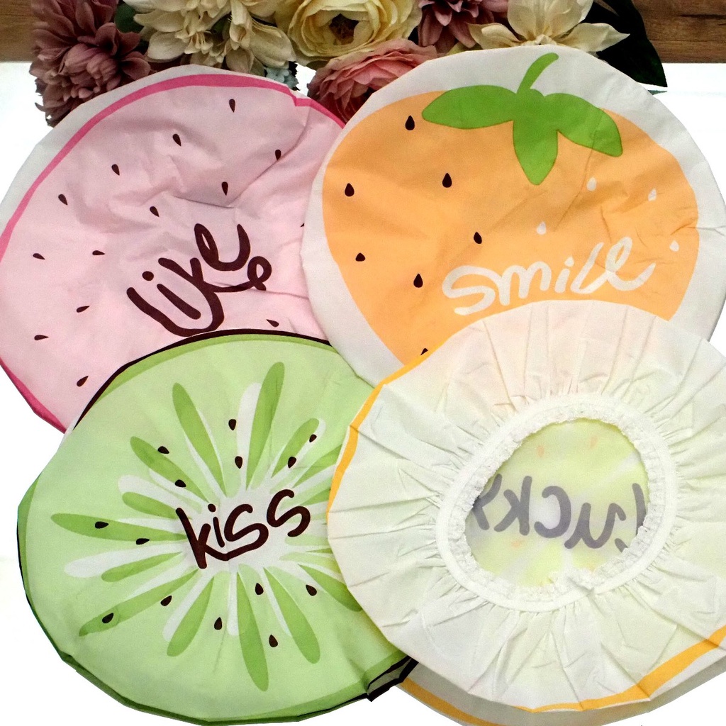 Shower Cap Karakter Buah Topi Mandi Keramas Penutup Rambut Anak Dewasa Waterproof