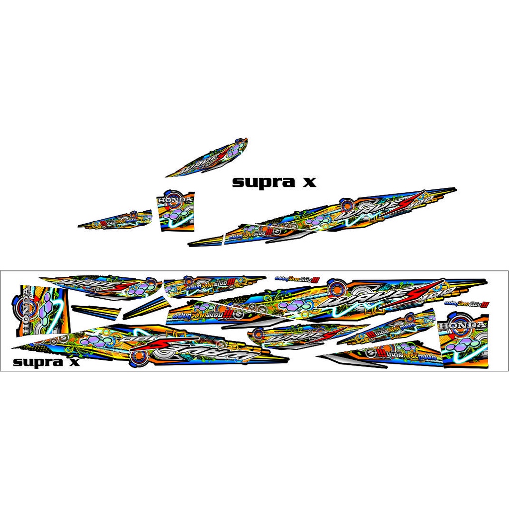 COD-STRIPING VARIASI STICKER MOTOR SUPRA X / WAVE S OLD VARIASI CUSTOM STIKER THAILOOK WAVE SUPRA X 