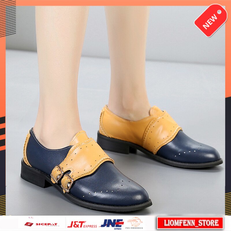 Sepatu Oxford Wanita Import Women Flats Oxford Shoes Woman slipon Genuine Leather Sneakers Ladies Vi