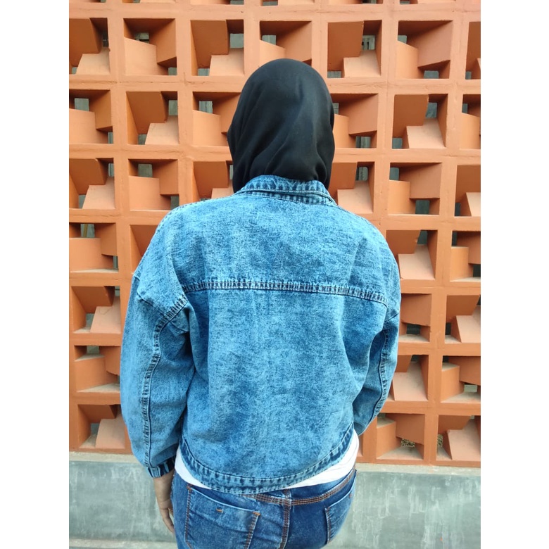 alvan.id Jaket Jeans Oversize Sanwash Muda Pria dan Wanita Premium Quality