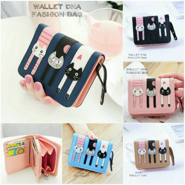 Dompet Wanita Lipat Mini Motif 3 KUCING REBAHAN / Dompet Kucing lucu