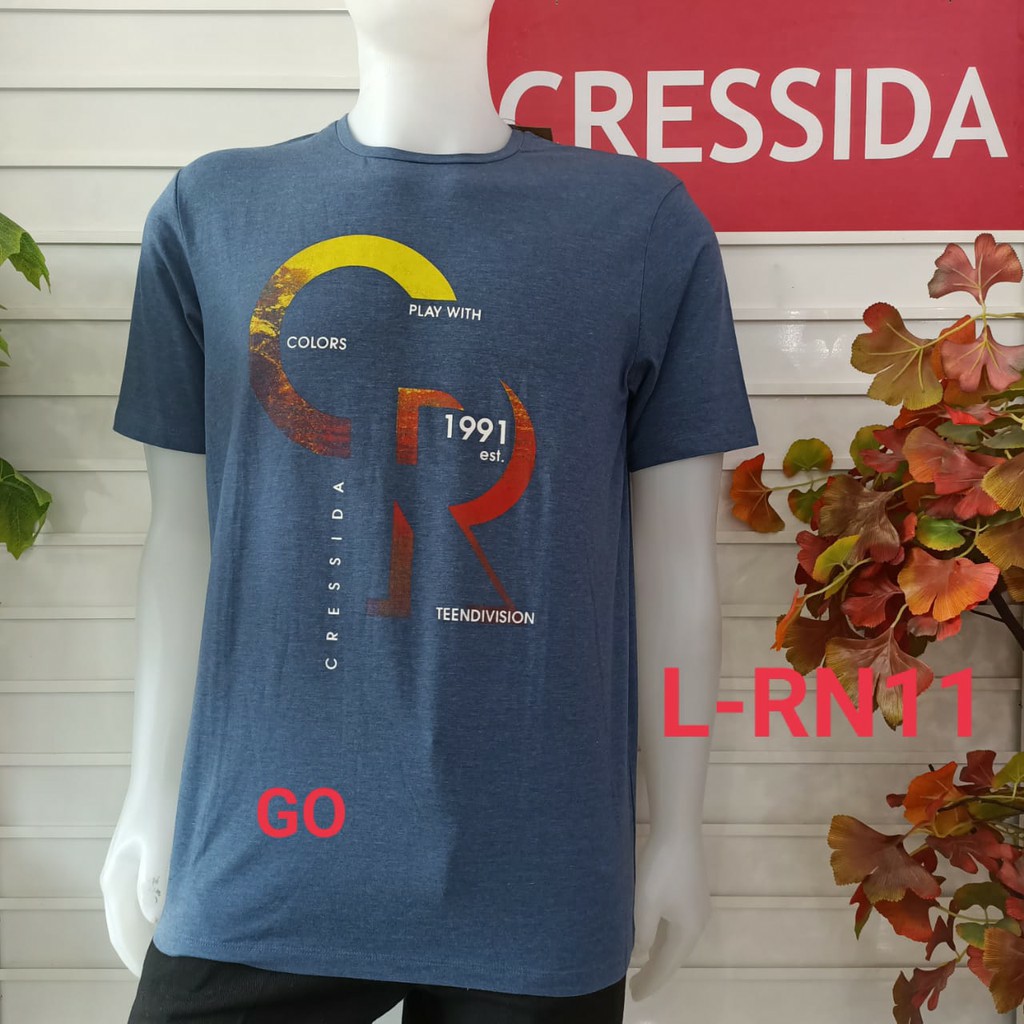 gos L CRESSIDA KAOS (Regular) Pakaian Pria Atasan Kaos Oblong Casual Santai Original Lengan Pendek