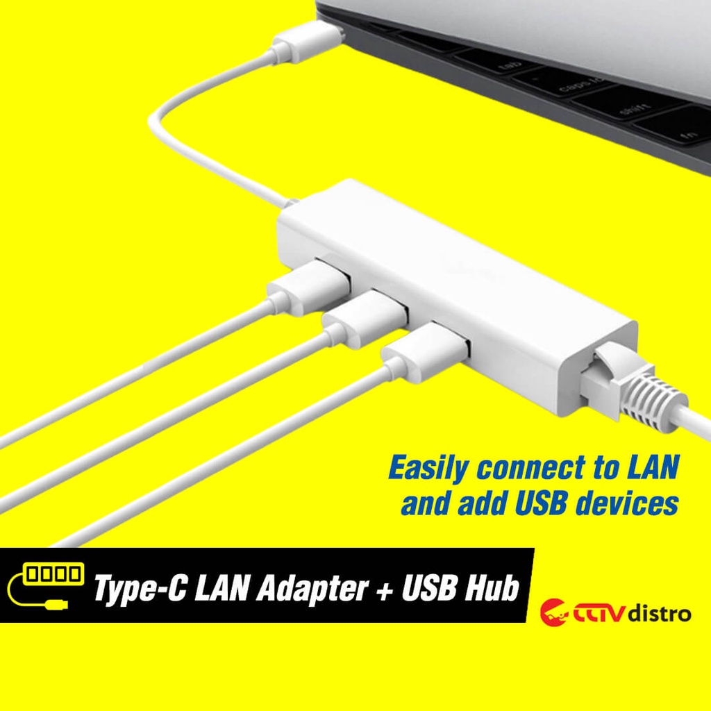 Type C to LAN RJ45 Fast Ethernet Network Adapter Converter Card with USB Hub 3 Port