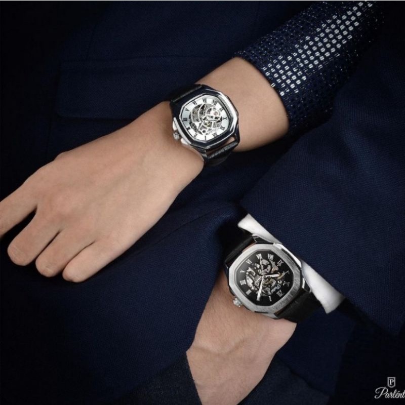 Jam tangan couple Parlent World Vortex Silver & Gallant Femme Silver