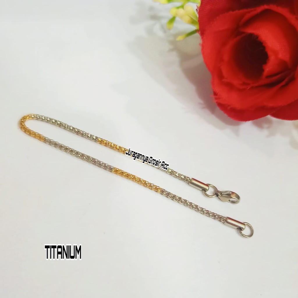 GELANG TITANIUM RANTAI KOMBINASI WARNA GOLD+SILVER ANTI KARAT&amp;TIDAK LUNTUR