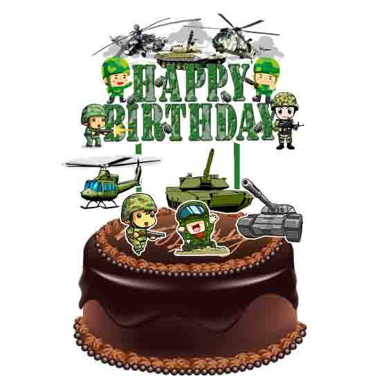 Topper Cake Birthday / Hiasan Kue Ulang Tahun - Tentara Cute Army