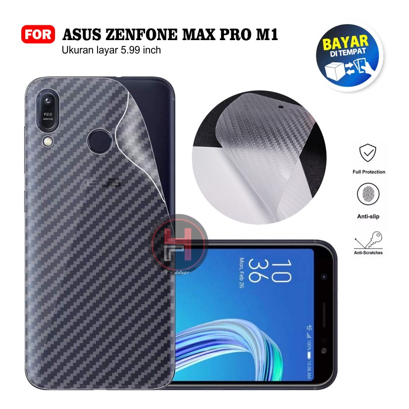 Carbon Garskin for Asus Zenfone Max Pro M1 Premium 3D Carbon Back Skin Anti Gores Belakang