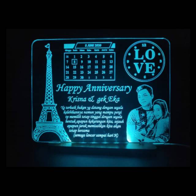 KADO ULANG TAHUN AKRILIK LED WISUDA ANNIVERSARY LAMPU TIDUR | Shopee