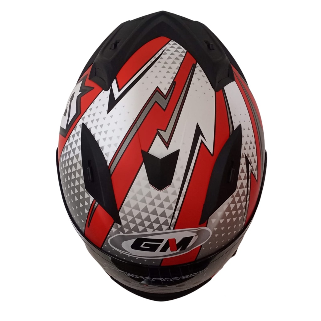 GM HELM RACE PRO FLASH RED SILVER DOFF SINGLE VISOR RACEPRO