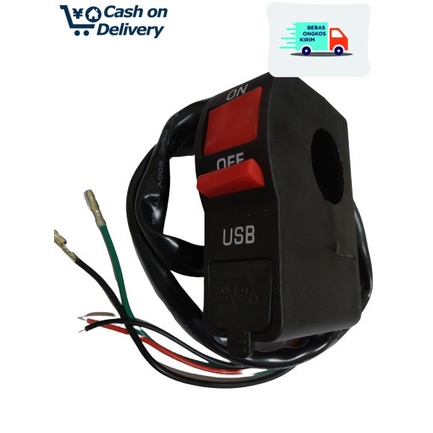 SAKLAR ENGINE SWITCH ON OFF USB CHARGER HP UNIVERSAL SEMUA MOTOR