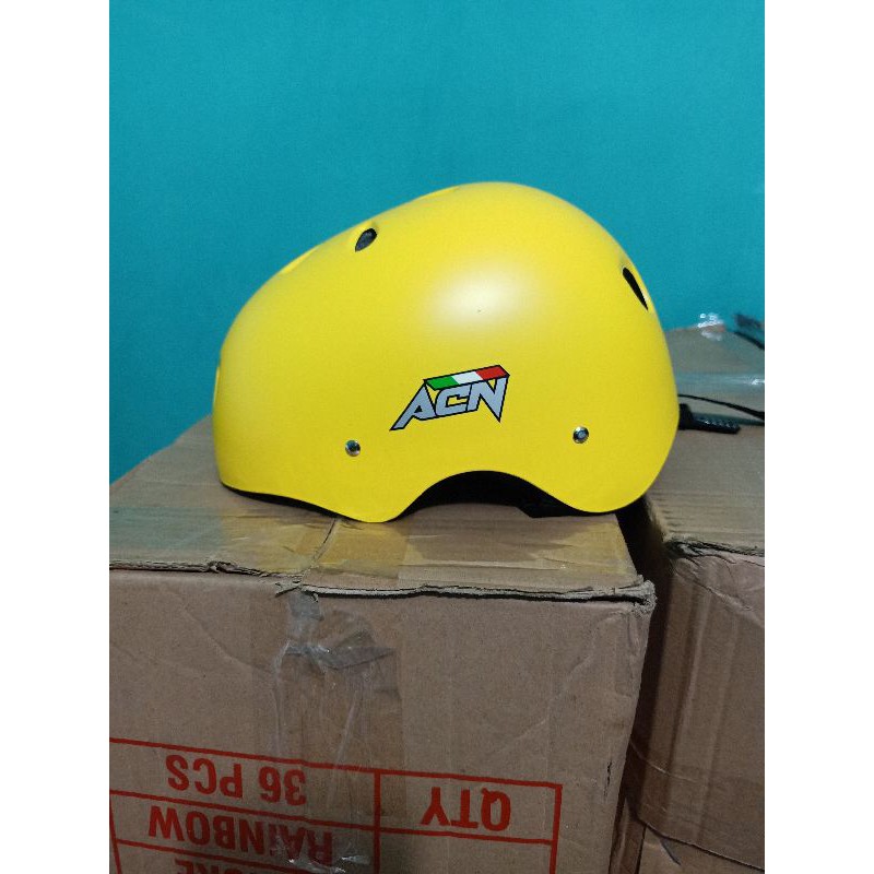 [COD] Helm Sepeda ACN MURAH !! ( Sepeda / Sepeda Lipat / Sepatu Roda / Skuter / Skate )-Kuning Doff