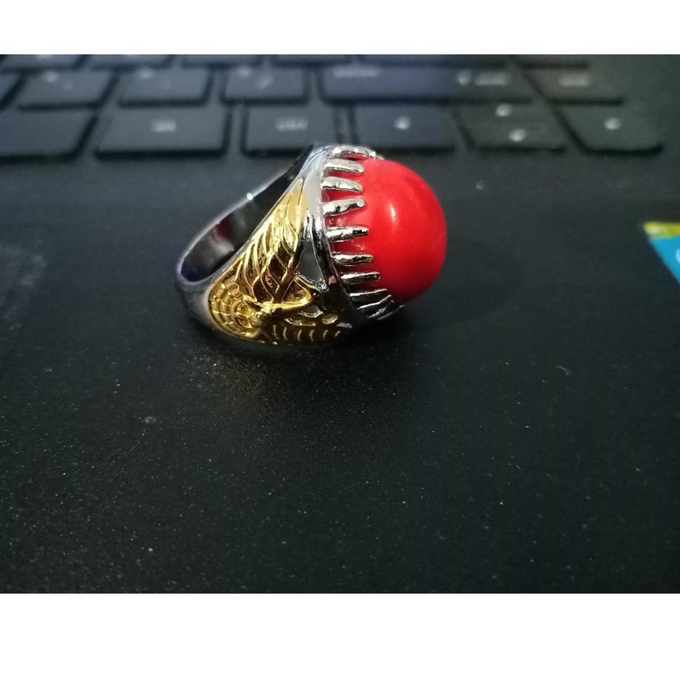 Ready✪ BISA COD. Cincin Batu merah Delima, Batu Hijau Jambrud & Batu Biru Safir, Bisa Nyala Dalam Ai