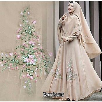 HOPYLOVY - Gamis Syari Wanita Bahan Jersey Narcisus