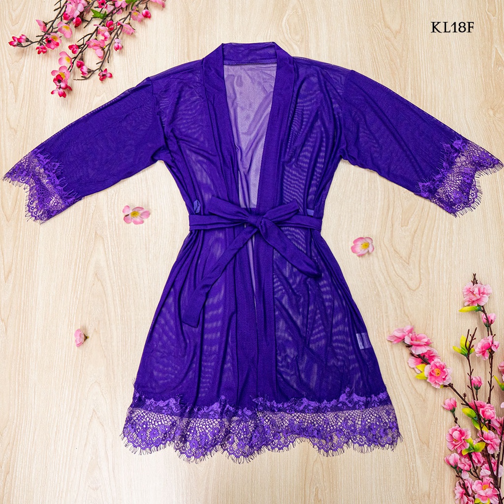 [STOK TERBATAS] SLEEPWEAR BAJU KIMONO WANITA SLEEPWEAR LINGERIE SEXY UNGU KL18F