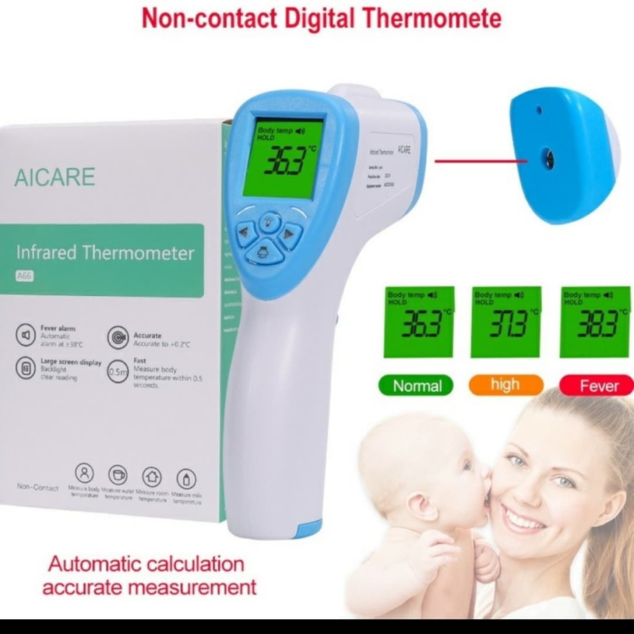 AICARE Thermometer Infrared KEMENKES ThermoGun Thermo Gun Tembak Termo Non Contact Medis