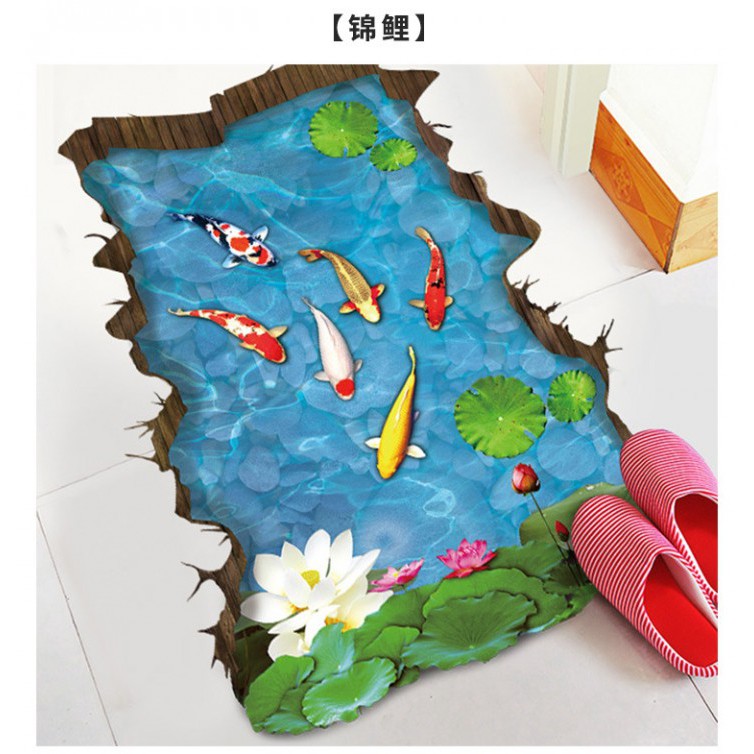 3D Wallpaper Sticker Dinding 90 x 60cm - WPP003 - Ikan Koi