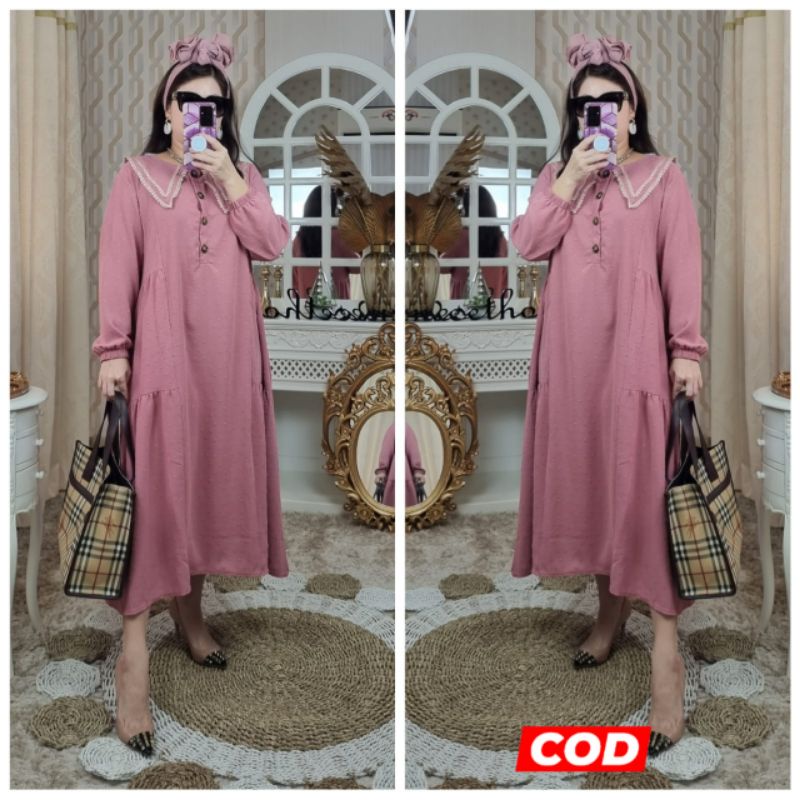 MIDI DRESS BUSUI POLOS CRINCLE RUBIA LD-110